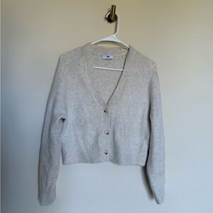 TNA Light cream Button-Up current Perry Cardigan from Aritzia